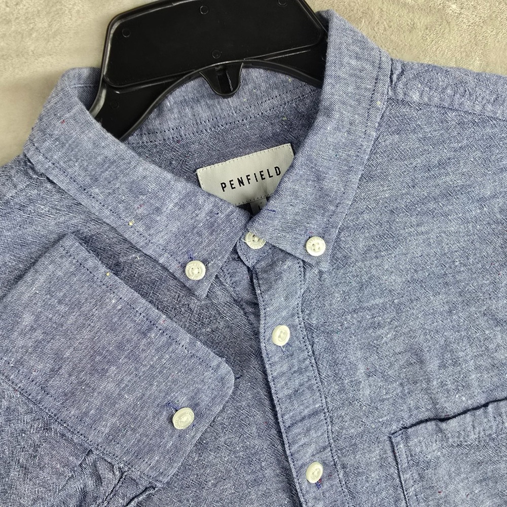 Penfield Mens Blue Cotton Button Down Long Sleeve Shirt Size Large‎
